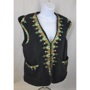 bob mackie wearable art vest embroidery black vest